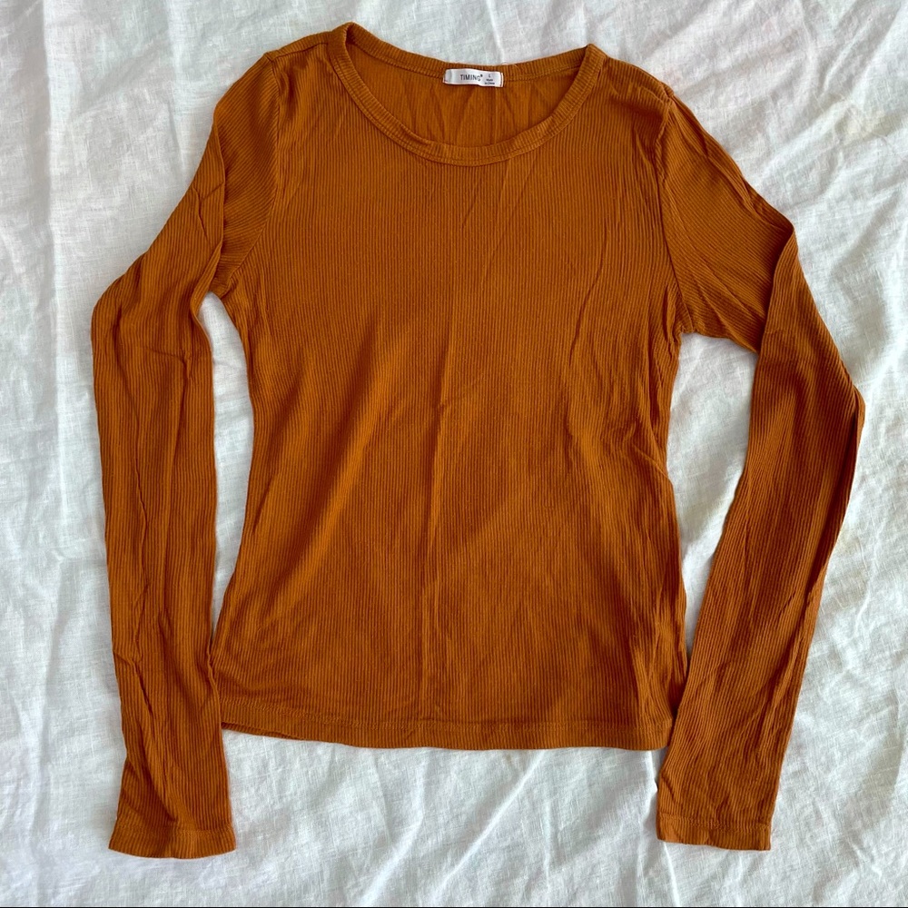 Ribbered burn orange tee